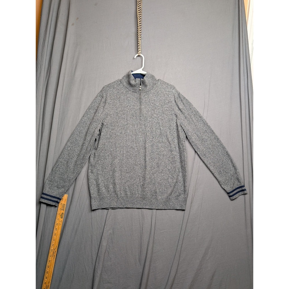 Banana Republic Knit 1/4 Zip Pullover Sweater Gray XL Tight-Knit Mock Neck